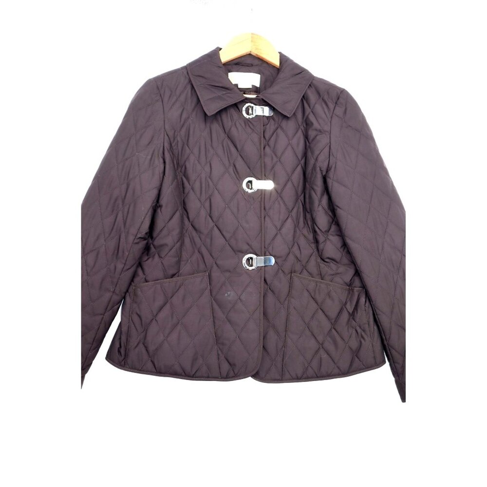 Michael Michael Kors Womens Quilted Black Jacket W/Buckle Closures M
